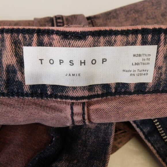 TOPSHOP Acid Wash High Rise Skinny Cropped JEANS  size 28 - Picture 12 of 14